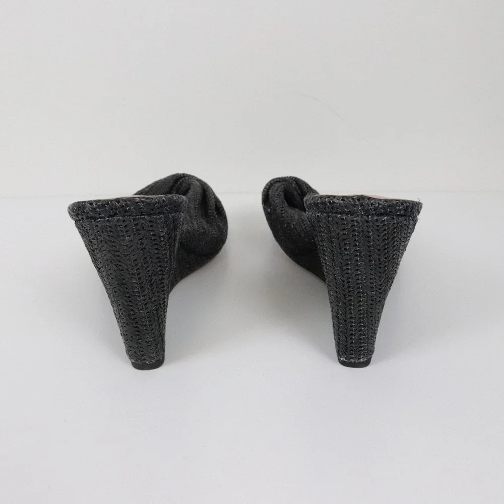 Anthropologie Silent D Katia Black Woven Wedge Sandals 41 10 Black Raffia